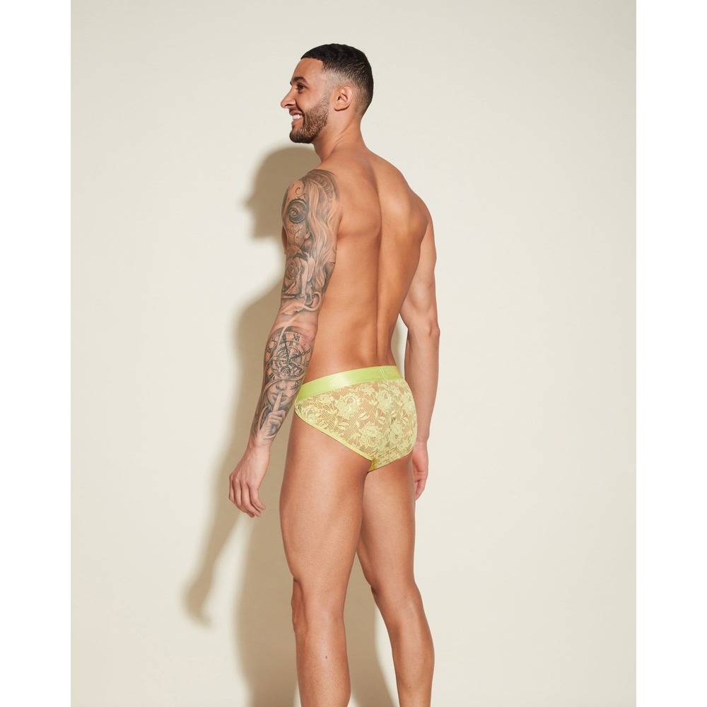 Cosabella Never‎ Say Never Neon Yellow Lace Sports Brief Men's XL NWT